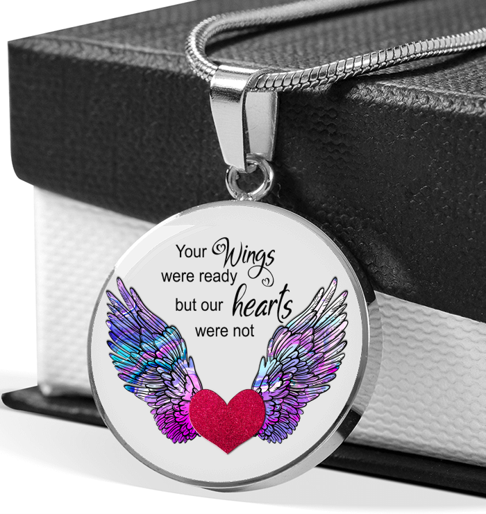 Download Personalized Name Date Necklace Gift For Mom Dad Wife Sister Brother Grandma Grandpa Mother S Day Farther S Day Your Wings Were Ready But My Heart Was Not