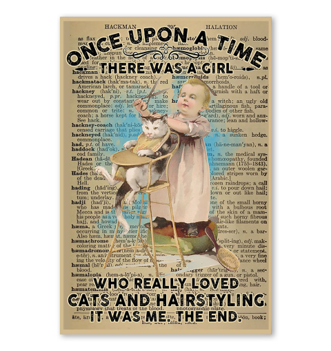 Once Upon A Time Girl Loved Cat And Hairstyling Vintage Wall Art For Home Decor Kids Bedroon - Once Loved Home Decoration