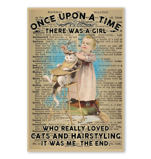 Once Upon A Time Girl Loved Cat And Hairstyling Vintage Wall Art For Home Decor Kids Bedroon - Once Loved Home Decoration Once Upon A Time Girl Loved Cat And Hairstyling Vintage Wall Art For Home Decor Kids Bedroon - Once Loved Home Decoration